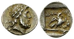 Stratonikeia AR Hemidrachm, c. 125-85 BC Caria, Stratonikeia. AR Hemidrachm (12-14 mm, 1.41 g), c.125-85 BC. Demetrios magistrate. Obv. Laureate and bearded head of Zeus to right. Rev. ΔHM[...] , eagl