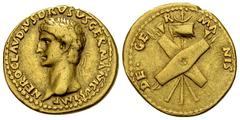 Nero Claudius Drusus Aureus, DE GERMANIS Nero Claudius Drusus, father of Germanicus and Claudius (died 9 BC). AV Aureus (18-19 mm, 7.70 g). Rome mint. Struck under Claudius, 41-42 AD. Obv. NERO CLAVDI