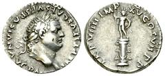 Titus AR Denarius, columna rostrata reverse Titus (79-81 AD). AR Denarius (17 mm, 3.50 g). Rome, 79 AD. Obv. IMP TITVS CAES VESPASIAN AVG P M, Laureate head right. Rev. TR P VIIII IMP XV COS VII P P, 