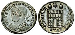 Constantinus II. AE Nummus, campgate reverse, Trier Constantine I 'the Great' (306-337 AD) for Constantinus II. Caesar. AE Nummus (18-19 mm, 3.26 g), Treveri (Trier), c. 327-8 AD. Obv. CONSTANTINVS IV