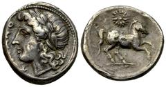 Anonymous AR Didrachm, c. 276-270 BC The Roman Republic. Anonymous. AR Didrachm (20-21 mm, 7.17 g), Neapolis, c. 276-270 BC. Obv. ROMANO, Laureate head of Apollo left. Rev. Horse galloping right; abov