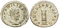 Philip I AR Antoninianus, Saeculares reverse Philippus I Arabs (244-249 AD). AR Antoninianus (21-22 mm, 3.57 g), Rome, 248. Obv. IMP PHILIPPVS AVG, radiate, draped and cuirassed bust to right. Rev. SA