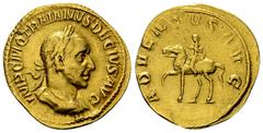 Traianus Decius Aureus, Adventus reverse Trajan Decius (249-251 AD). Aureus (19-20 mm, 4.10 g), Rome. Obv. IMP C M Q TRAIANVS DECIVS AVG, laureate and cuirassed bust to right. Rev. ADVENTVS AVG, Traja