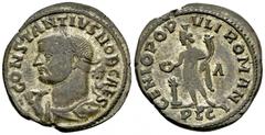 Constantius I Chlorus AE Nummus, herculic bust type Constantius I Chlorus as Caesar (293-305 AD). AE Nummus (28-29 mm, 8.24 g), c. 301-303 AD, Lugdunum. Obv. CONSTANTIVS NOB CAES, Laureate bust left, 