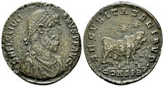 Iulianus II AE Nummus, Bull reverse Julianus II Apostata (360-363). AE Nummus (27-29 mm, 7.33 g), Constantinopolis, 361-363 AD. Obv. D N FL CL IVLIANVS P F AVG, diademed, draped and cuirassed bust to 