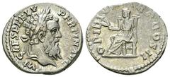 Pertinax AR Denarius, Ops reverse Pertinax (193 AD). AR Denarius (17-19 mm, 3.30 g), Rome. Obv. IMP CAES P HELV PERTIN AVG, Laureate head to right. Rev. OPI DIVIN TR P COS II, Ops seated left, holding