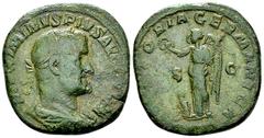 Maximinus I Thrax AE Sestertius, German victory reverse Maximinus I Thrax (235-238 AD). AE Sestertius (30-31 mm, 23.60 g), Rome. Obv. MAXIMINVS PIVS AVG GERM, Laureate, draped and cuirassed bust to ri
