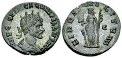 Ancient Coins Quintillus AE Antoninianus, Fides reverse Quintillus (270 AD). AE Antoninianus (20-21 mm, 2.63 g), Rome. Obv. IMP C M AVR CL QVINTILLVS AVG, radiate, draped and cuirassed bust right. Rev