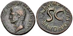 Augustus AE As, M. Salvius Otho Augustus (27 BC-14 AD). AE As (26-29 mm, 11.00 g), Rome, 7 BC. Moneyer M. Salvius Otho. Obv. CAESAR AVGVST PONT MAX TRIBVNIC POT, bare head to left. Rev. M SALVIVS OTHO