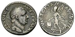 Vitellius AR Denarius, Lugdunum Vitellius (69 AD). AR Denarius (18 mm, 3.27 g), Lugdunum. Obv. A VITELLIVS IMP GERMAN, laureate head right. Rev. VICTORIA AVGVSTI, Victory flying left, holding shield i