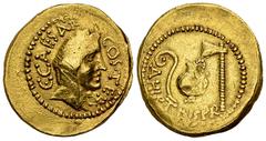 Iulius Caesar Aureus Iulius Caesar (+44 BC). Aureus (20-22 mm, 8.06 g), Rome, early 46. A. Hirtius, praetor. Obv. C CAESAR COS TER, veiled female head (Vesta or Pietas?) to right. Rev. A HIRTIVS PR, e