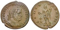 Maximianus Herculius AE Nummus, Lugdunum Maximianus Herculius, second reign (307-308 AD). AE Nummus (26 mm, 5.89 g), Lugdunum. Obv. IMP C VAL MAXIMIANVS P F AVG, Laureate and cuirassed bust to right. 
