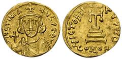 Iustinianus II AV Solidus, Constantinople Iustinianus II, first reign (685-695). AV Solidus (20 mm, 4.43 g), Constantinopolis. Obv. D IЧSTINIANЧS P E (sic) AVG, Crowned bust facing, holding globus cru