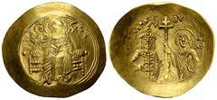 Johannes II Comnenus AV Hyperpyron, Thessalonica Johannes II Comnenus (1118-1143 AD). AV Hyperpyron (25-28 mm, 4.34 g), Thessalonica, c. 1118-1122. Obv. IC XC across field, Christ, nimbate, seated fac