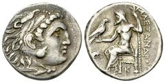 Alexander III 'the Great" AR Drachm, Lampsakos Kings of Macedon. Alexander III 'the Great' (336-323 BC). AR Drachm (18 mm, 4.11 g), Lampsakos. Obv. Head of Herakles wearing lion's skin headdress to ri