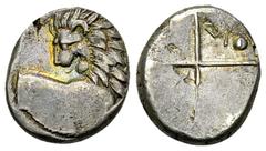 Chersonesos AR Hemidrachm, c. 386-338 BC Thrace, Chersonesos. AR Hemidrachm (12-13 mm, 2.35 g), c. 386-338 BC. Obv. Forepart of lion to right, head turned left. Rev: Quadripartite incuse square, with 