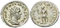 Philippus I AR Antoninianus, Mars reverse Philippus I Arabs (244-249 AD). AR Antoninianus (22-23 mm, 4.52 g), Rome, 245. Obv. IMP PHILIPPVS AVG, Radiate, draped and cuirassed bust to right, seen from 