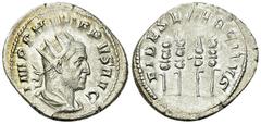 Philippus I AR Antoninianus, Fides Exercitus reverse Philippus I Arabs (244-249 AD). AR Antoninianus (21-24 mm, 4.15 g), Rome, 247-249. Obv. IMP PHILIPPVS AVG, Radiate, draped and cuirassed bust to ri