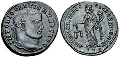 Diocletianus AE Nummus, Ticinum Diocletianus (284-305 AD). AE Nummus (24-26 mm, 10.04 g), Ticinum, 1st officina, c. 300-303 AD. Obv. IMP C DIOCLETIANVS P F AVG, Laureate head to right. Rev. SACRA MONE