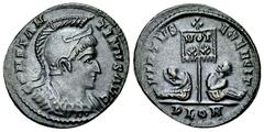 Constantinus I AE Nummus, London Constantinus I 'the Great' (306-337 AD). AE Nummus (18-19 mm, 2.92 g), Londinium, 320-321. Obv. CONSTANTINVS AVG, Helmeted and cuirassed bust to right. Rev. VIRTVS EXE
