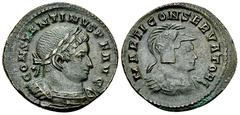 Constantinus I AE Nummus, Mars reverse Constantinus I 'the Great' (306-337 AD). AE Nummus (23-24 mm, 4.45 g), Trier, c. 310-313. Obv. CONSTANTINVS P F AVG, Laureate and cuirassed bust to right. Rev. M