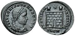 Crispus Caesar AE Nummus, London Constantinus I 'the Great' (306-337 AD) for Crispus Caesar. AE Nummus (20 mm, 3.04 g), Londinium, 324-325. Obv. FL IVL CRISPVS NOB CAES, Laureate, draped and cuirassed