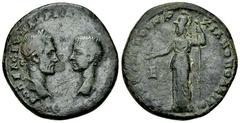 Macrinus and Diadumenianus AE27, Marcianopolis Macrinus and Diadumenianus (217-218 AD). AE Pentassarion (27 mm, 12.00 g). Marcianopolis, Moesia Inferior, Pontianus, consular legate. Obv. AY K OΠEΛ CEV