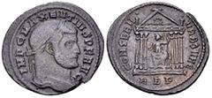 Maxentius AE Nummus, Rome Maxentius (307-312 AD). AE Nummus (25-27 mm, 6.75 g), Rome, c. 308-310 AD. Obv. IMP C MAXENTIVS P F AVG, laureate head to right. Rev. CONSERV VRB SVAE, Roma seated in in hexa