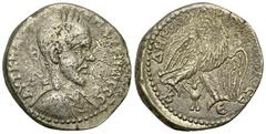 Macrinus AR Tetradrachm, Beroea Macrinus (217-218 AD). AR Tetradrachm (25 mm, 13.13 g), Beroea. Obv. AYT K M OΠ CE MAKPINOC CE, laureate, draped and cuirassed bust to right. Rev. ΔHMAPX EΞ YΠATOC Δ, e