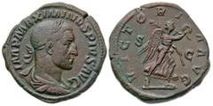 Roman Imperial "Maximinus I Thrax. A.D. 235-238. AE sestertius (32.1 mm, 27.30 g, 12 h). Rome mint, Struck A.D. 235-236. IMP MAXIMINVS PIVS AVG, laureate, draped and cuirassed bust of Thrax right, see
