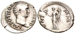 Roman Imperial Otho. A.D. 69. AR denarius (20.6 mm, 3.40 g, 6 h). Rome mint. IMP OTHO CAESAR AVG TR P, Bare head of Otho right / PONT MAX, Ceres standing front, head to left, holding two grain ears in