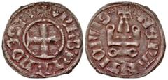 Medieval Crusader States, Frankish Greece. Principality of Achaea. Philip of Tarento. 1294-1313. BI denier (19.1 mm, .75 g, 1 h). Denier Tournoise. Lepanto mint, Struck 1307-1313. cross potent within 