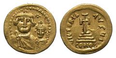 BYZANTINE EMPIRE. Heraklios, 610-641 AD. Gold Solidus (4.44 gm) of Constantinople. Crowned busts of emperor & son / Cross on steps. S.734. VF. [Est. $650.]