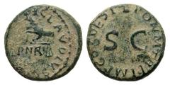 Claudius. A.D. 41-54. Æ quadrans (15.8 mm, 3.47 g, 11 h). Rome mint, Struck A.D. 41. TI CLAVDIVS CAESAR AVG, around hand holding pair of scales above PNR / PON M TR P IMP COS DES IT, legend around SC.