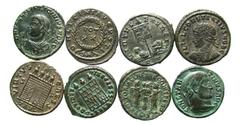 Lot of 8 Late Roman Bronze Coins. Licinius I, Arles // Licinius II, Antioch // Constantine I, Ticinum // Constantine I, Thessalonica // Constantine I, Siscia // Constantine II, Heraclea // Constantine