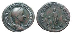 Gordian III. A.D. 238-244. Æ sestertius (33.2 mm, 20.83 g, 1 h). Rome mint, Struck A.D. 239. IMP CAES M ANT GORDIANVS AVG, laureate, draped and cuirassed bust right / P M TR P II COS P P, S-C, Gordian