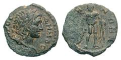Lydia, Saitta. Civic Issue. Ca. A.D. 161-217. Æ 20 (18.9 mm, 2.46 g, 7 h). Scarce. ΔHMOC, laureate head of Demos right / CAITTHNΩN, Hercules standing left, holding club and lion's skin. BMC 11; SNG vo