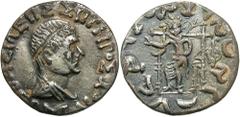 Indo-Greek Kingdom. Hermaios. Ca. 90-70 B.C. Fourrée tetradrachm (24 mm, 8.44 g, 11 h). Early posthumous issue struck by Indo-Skythians near Kabul, ca. 70-50 B.C. ΒΑΣΙΛΕΩΣ ΣΩΤΗΡΟΣ ΕΡΜΑΙΟΥ, diademed an