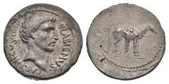 Roman Imperatorial. Labienus. 40-39 B.C. PB denarius (18.8 mm, 2.51 g, 5 h). UNIFACE LEAD / ROSA OFF-METAL TRIAL STRIKE. Q · LABIENVS · PARTHICVS · IMP, Bare head of Labienus right / Bridled and saddl