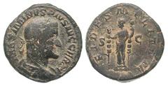 Maximinus I 'Thrax'. A.D. 235-238. AE sestertius (31.7 mm, 21.78 g, 12 h). Rome mint, Struck A.D. 236-237. MAXIMINVS PIVS AVG GERM, laureate and draped bust right / FIDES MILITVM, S-C, Fides standing 