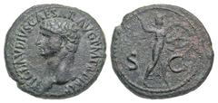 Claudius. A.D. 41-54. AE as (32.0 mm, 18.09 g, 7 h). Rome mint, struck A.D. 41-42. TI CLAVDIVS CAESAR AVG P M TR P IMP, bare head left / S-C, Minerva standing right holding spear and shield. RIC 100; 