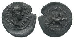 Lydia, Philadelphia. Gaius (Caligula). A.D. 37-41. AE 17 (17.4 mm, 2.11 g, 1 h). Artemon, son of Hermogenos, moneyer. ΓAIOC KAICAP ΓEPMANIKOC, laureate head right / APTEMΩN EPMOΓENOVC NEOKAICAPEΩN, Pa