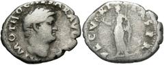 Otho. A.D. 69. AR denarius (20 mm, 3.15 g, 6 h). Rome. [I]MP M OTHO CAESAR AVG [TR P], bare head right / SECV-RI-TAS P R, Securitas standing facing, head left, holding wreath and scepter. RIC 8; BMC 1
