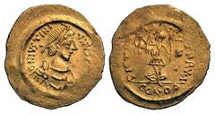 BYZANTINE EMPIRE. Justinian I, 527-565 AD. Gold Tremissis (1.51 gm) of Constantinople. Diademed bust right / Victory advancing right. S.145. XF, luster.