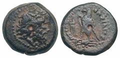 Ptolemaic Kingdom. Ptolemy III Euergetes. 246-222 B.C. AE 17 (16.8 mm, 3.25 g, 11 h). Uncertain mint in southwestern Asia Minor. Diademed head of Zeus-Ammon right / ΒΑΣΙΛΕΩΣ ΠΤΟΛΕΜΑΙΟΥ, eagle standing