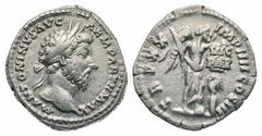 Marcus Aurelius. A.D. 161-180. AR denarius (19.4 mm, 3.18 g, 12 h). Rome mint, struck A.D. 166. M ANTONINVS AVG ARM PARTH MAX, laureate head right / TR P XX IMP IIII COS III, Victory standing right, h