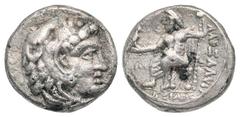 Macedonian Kingdom. Alexander III the Great. 336-323 B.C. AR hemidrachm (13 mm, 1.77 g, 12 h). Contemporary imitation(?). Uncertain mint, but likely copying Babylon. Head of Herakles right, wearing li