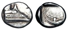 LYCIA, Phaselis. 500-440 BC. AR Tetrobol (3.47 gm). Prow of galley / Stern of galley in incuse square. Cf Heipp-Tamer.72. VF.