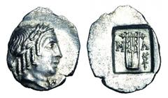 LYCIA, Lycian League, Masikytes. 28-18 BC. AR Hemidrachm (1.64 gm). Laureate head of Apollo / Lyre in incuse square. Troxell.109. RPC.3305. Toned aXF.