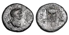 LYDIA. Thyatira. Domitia, 81-96 AD. Æ17 (3.02 gm). Draped bust / Tripod. RPC.945. BMC.71. aVF, dark olive green patina. Scarce. ex Calman collection.